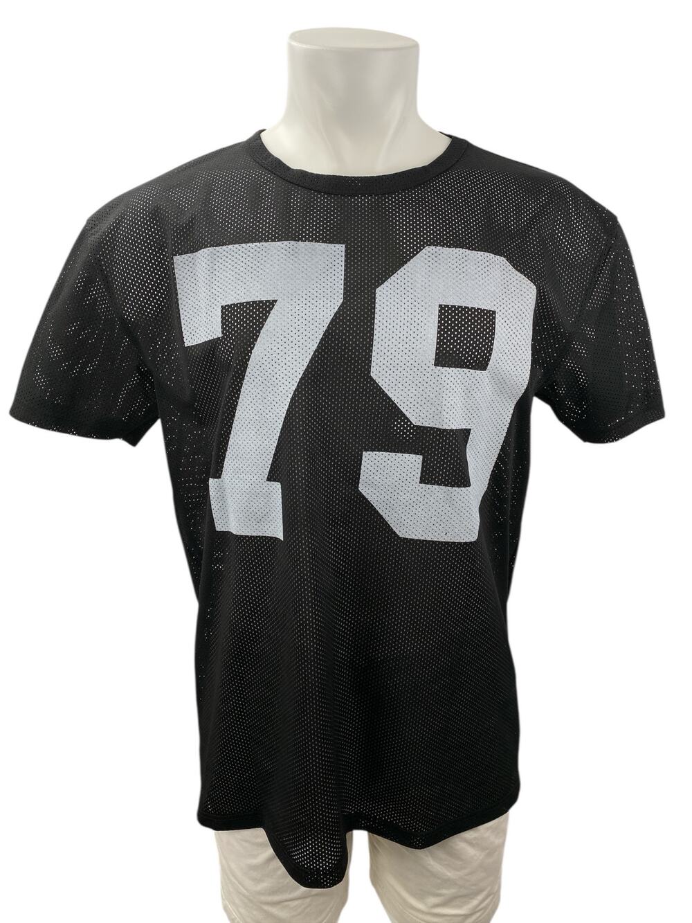 Topman Men's Black 79 Football Mesh Short Sleeve T Shirt Tee Jersey Top Size M